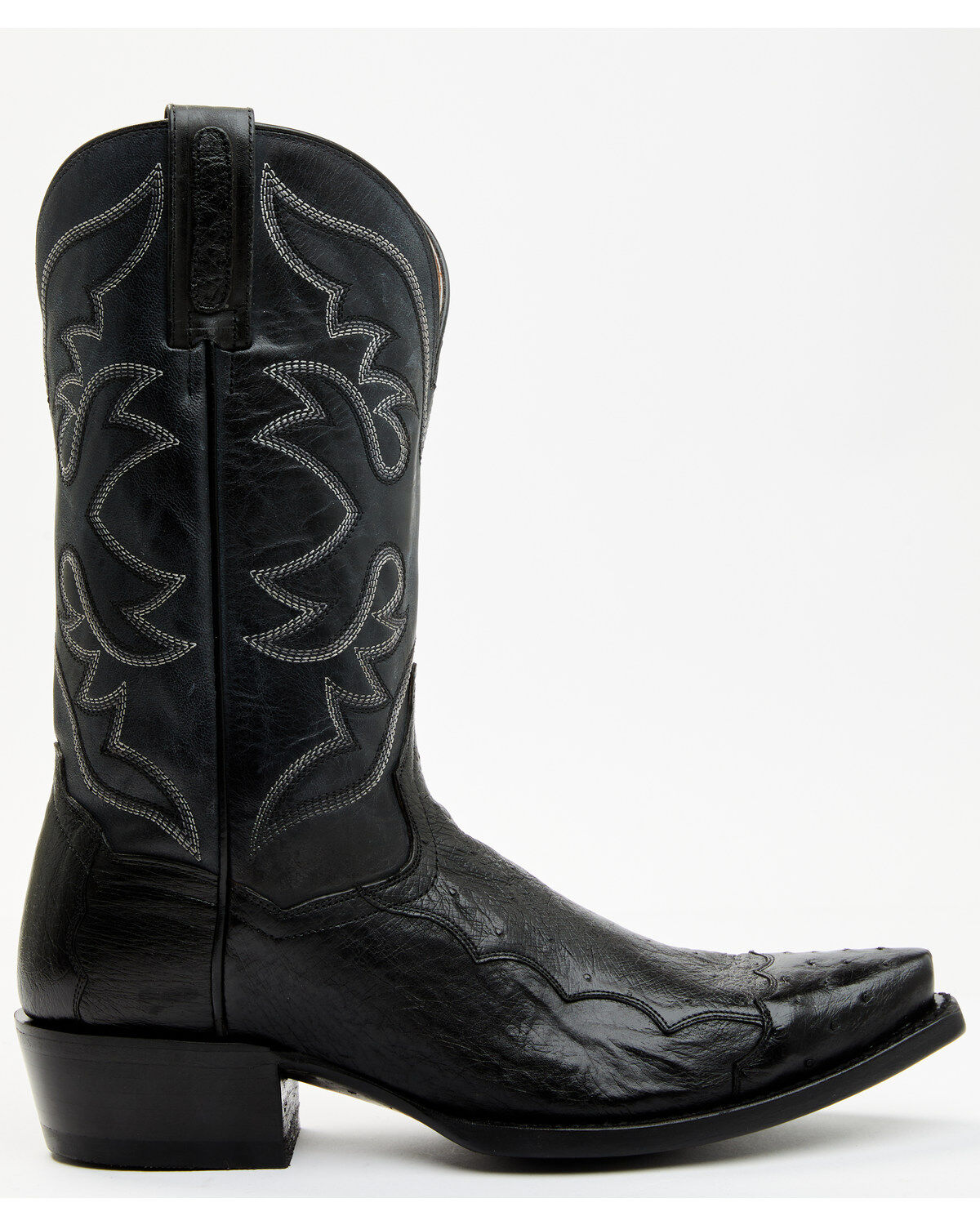Image #2 - Dan Post Men's Exotic Ostrich Western Boots - Snip Toe, Black, hi-res