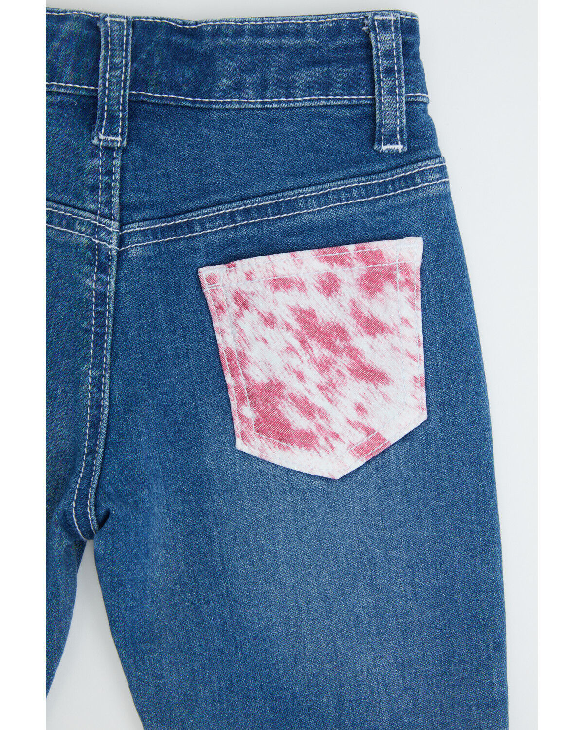 Image #4 - Cowgirl Hardware Toddler Girls' Cowhide Print Ruffle Stretch Flare Jeans, Multi, hi-res