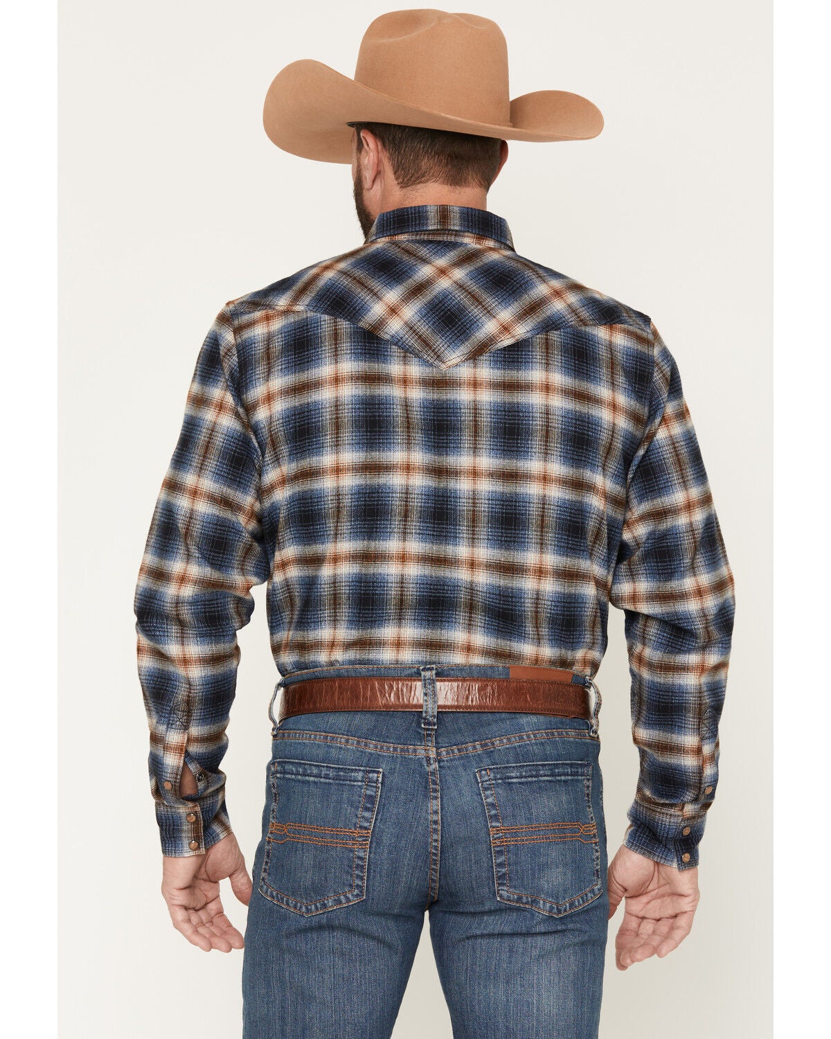 Image #4 - Cody James Men's Sequoia Plaid Print Long Sleeve Snap Flannel Shirt, Blue, hi-res