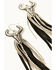Image #2 - Shyanne Women's Leather Fringe Steer Head Earrings, Silver, hi-res
