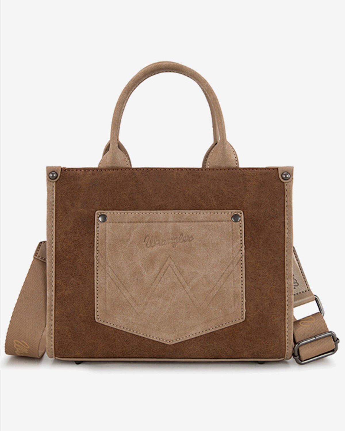 Image #2 - Wrangler Women's Buckle Crossbody Carry Large Tote, Brown, hi-res