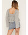 Image #4 - Cleo + Wolf Women's Plaid Print Long Sleeve Peplum Top, Blue, hi-res