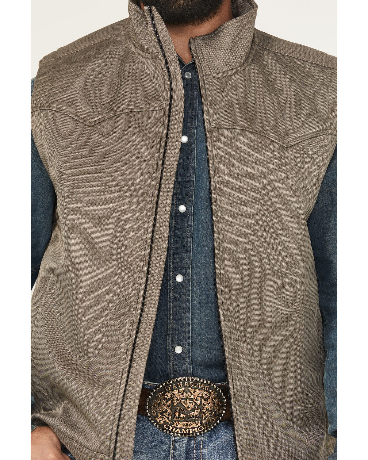 Image #3 - Cinch Men's Bonded Concealed Carry Vest, Brown, hi-res
