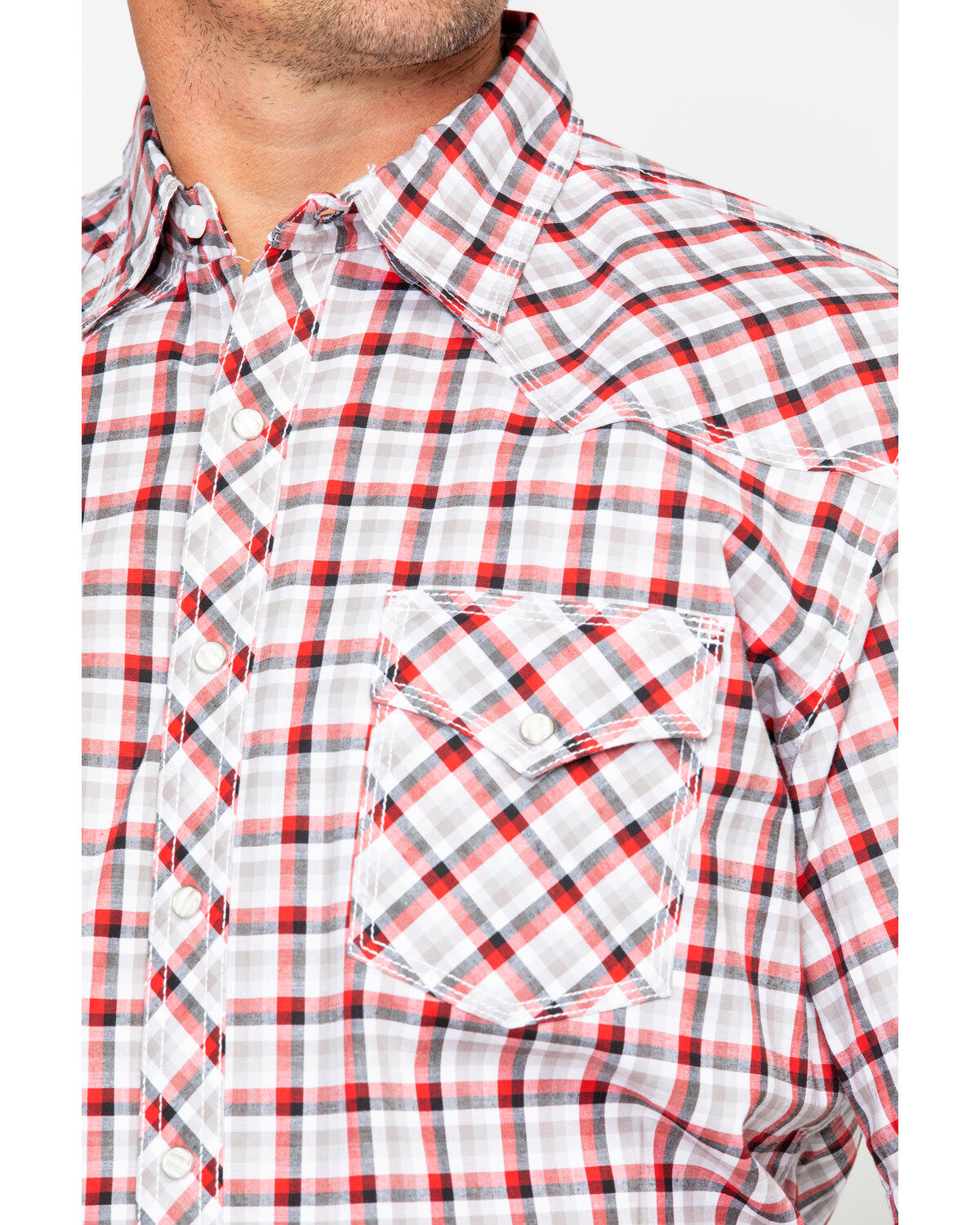 Image #3 - Wrangler 20X Men's Plaid Print Competition Comfort Short Sleeve Snap Western Shirt, , hi-res