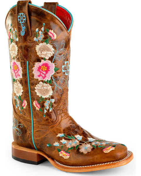 Macie Bean Little Girls' Honey Bunch Western Boots - Square Toe, Tan, hi-res