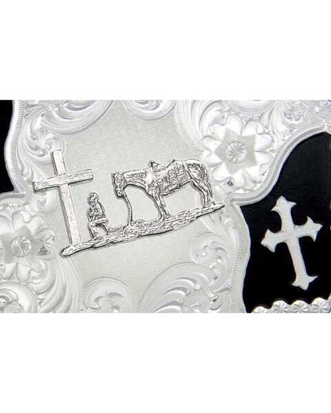 Image #2 - Montana Silversmiths Cross and Christian Cowboy Belt Buckle, Silver, hi-res