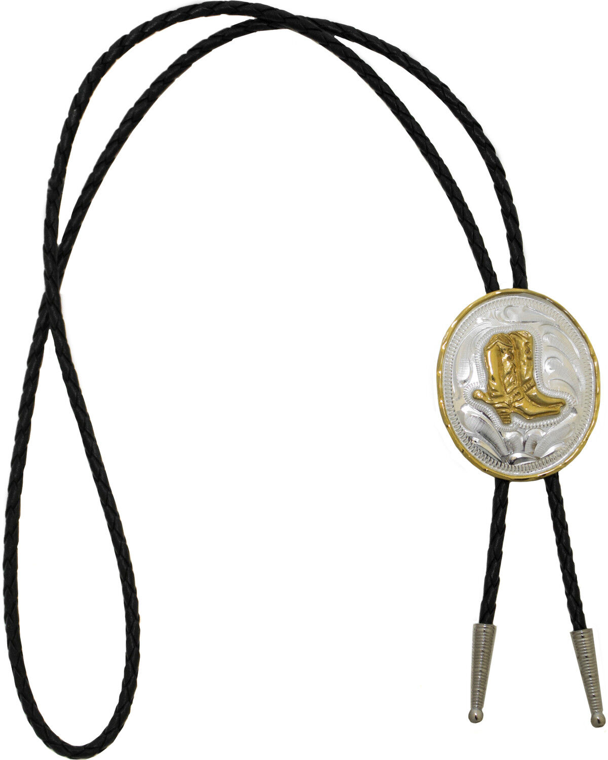 Image #2 - Western Express Men's German Silver Boots Bolo Tie, Silver, hi-res