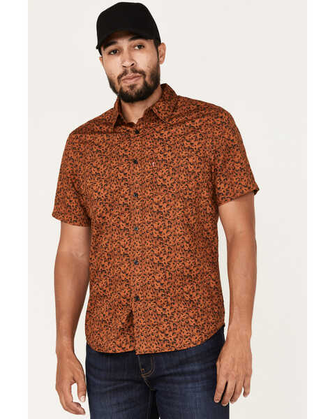 Levi's Men's Leopard Print Classic Pocket Button-Up Shirt , Maroon, hi-res