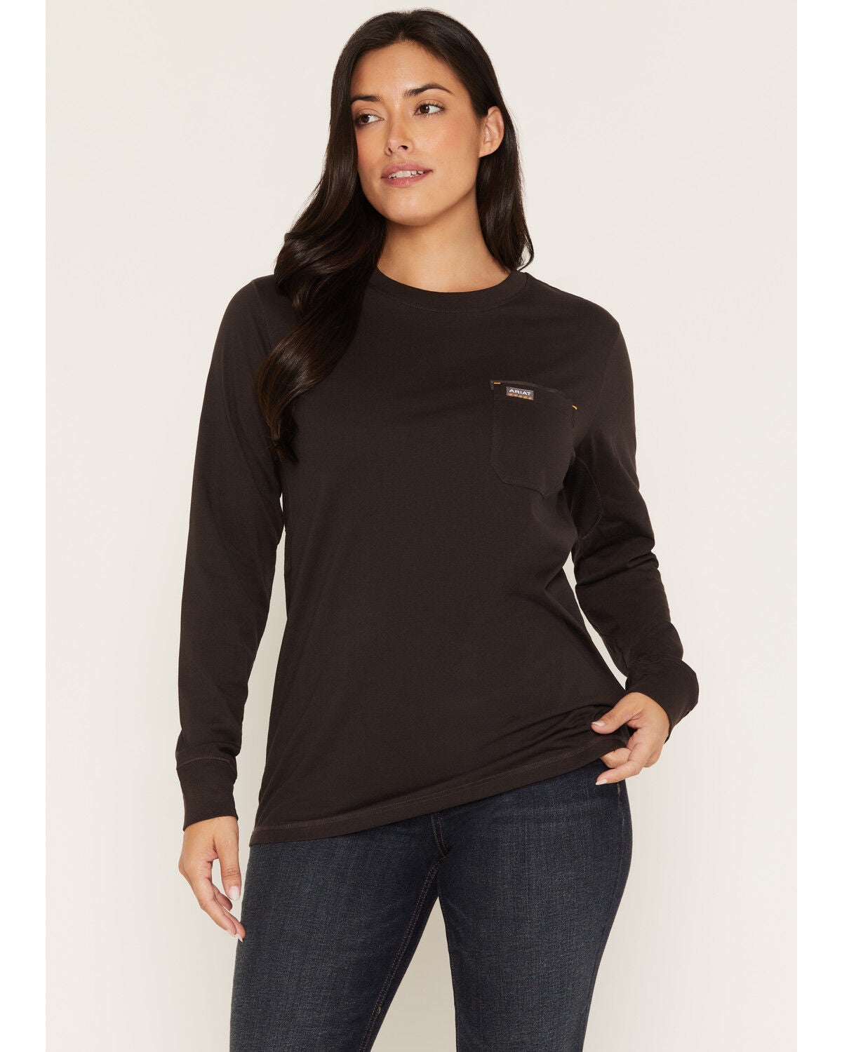 Image #1 - Ariat Women's Rebar Workman Long Sleeve Work Shirt, Brown, hi-res