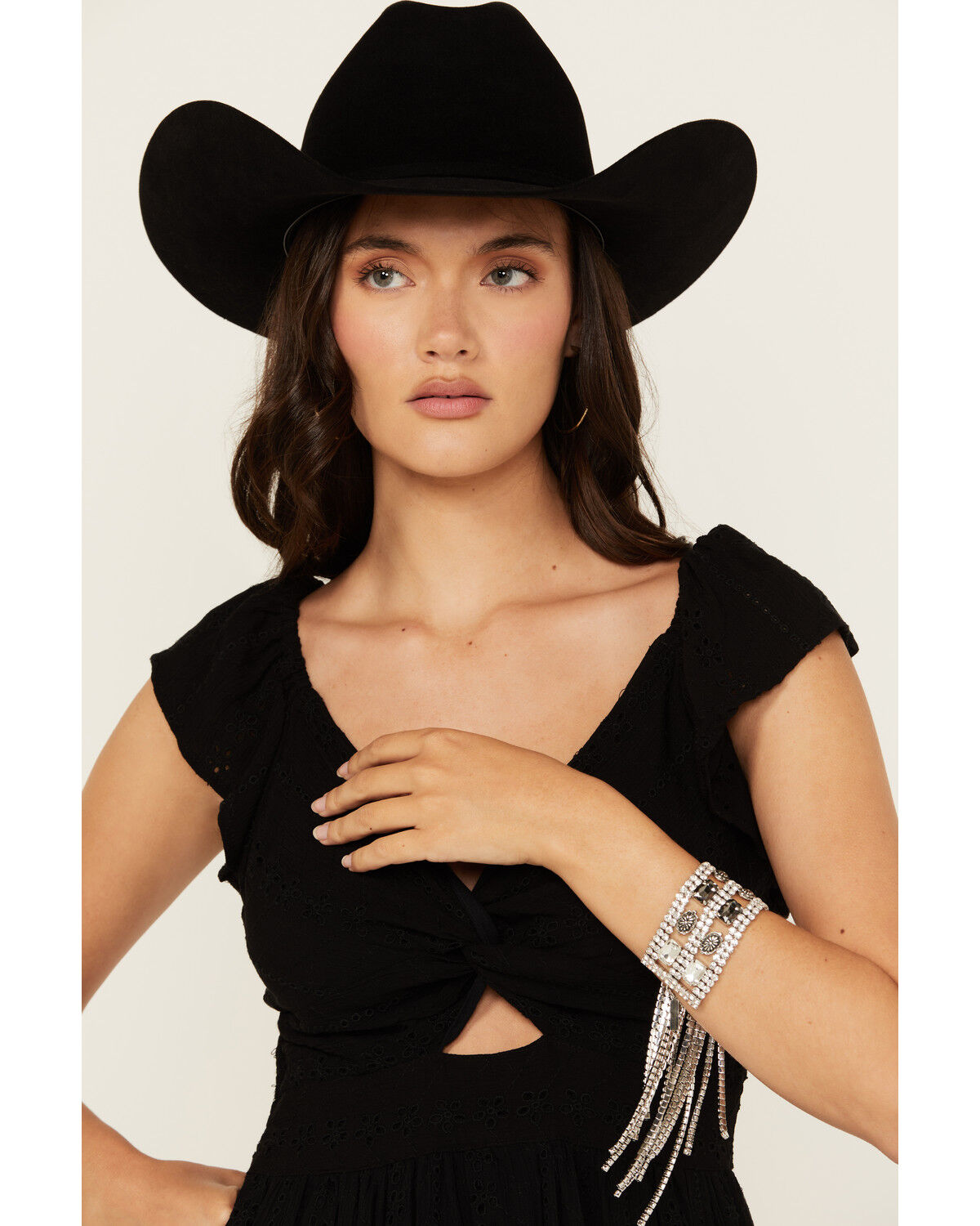 Image #1 - Wonderwest Women's Faith Fringe Rhinestone Bracelet, Silver, hi-res