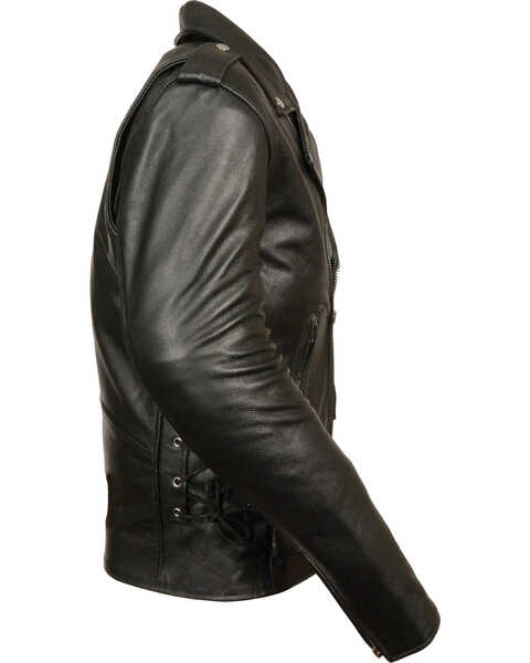 Image #2 - Milwaukee Leather Men's Classic Side Lace Police Style Motorcycle Jacket - Tall, Black, hi-res