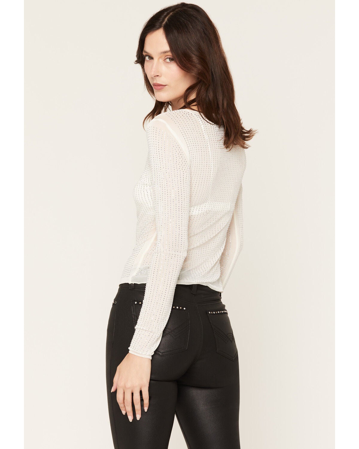 Image #4 - Idyllwind Women's Hollyhock Long Sleeve Rhinestone Top, Ivory, hi-res