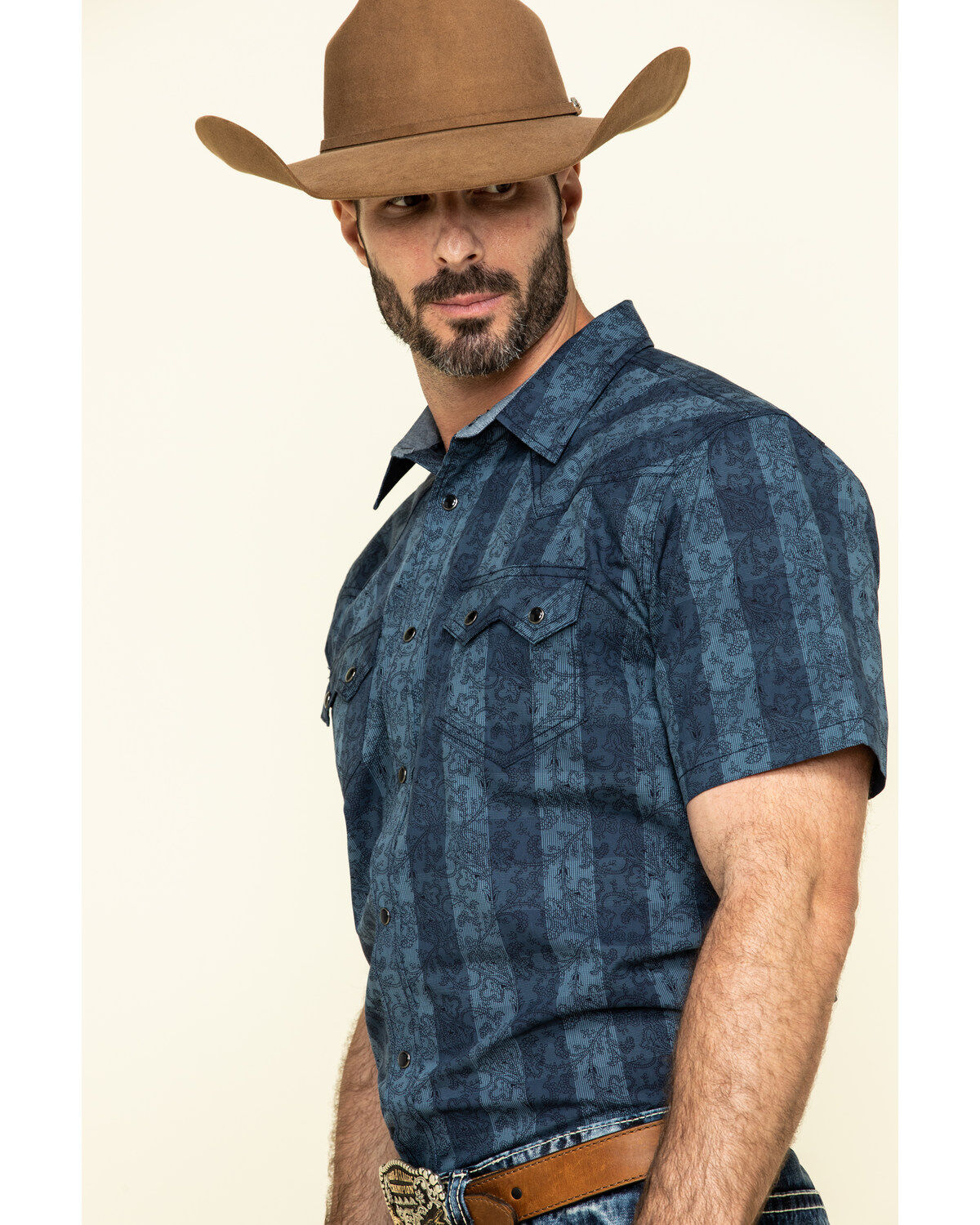 Image #3 - Cody James Men's Paisley Check Plaid Short Sleeve Western Shirt , , hi-res