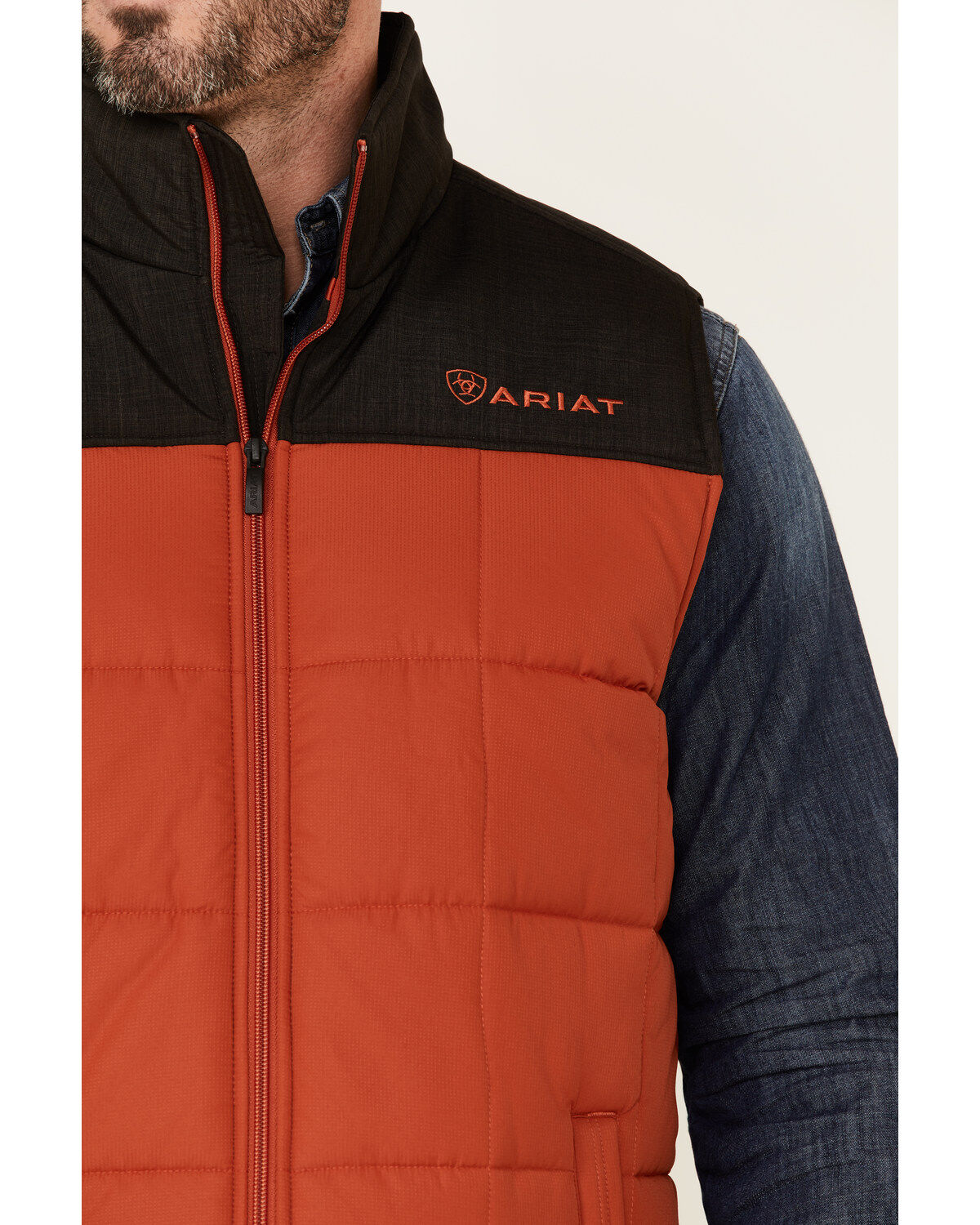 Image #3 - Ariat Men's Orange Color Block CC Crius Zip-Front Vest, Orange, hi-res