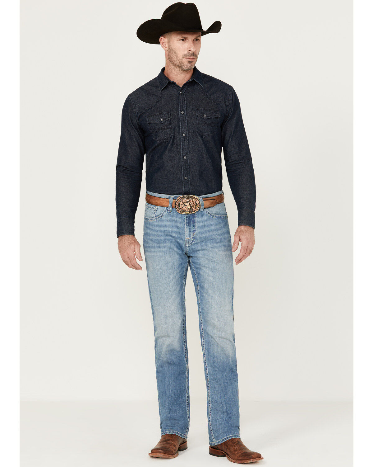 Image #1 - Cody James Men's Light Wash Clovehitch Slim Straight Stretch Denim Jeans, Blue, hi-res
