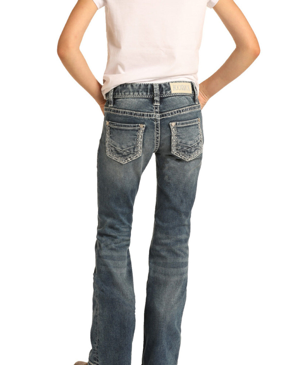 Image #1 - Rock & Roll Denim Girls' Medium Embroidered Bootcut Jeans, , hi-res