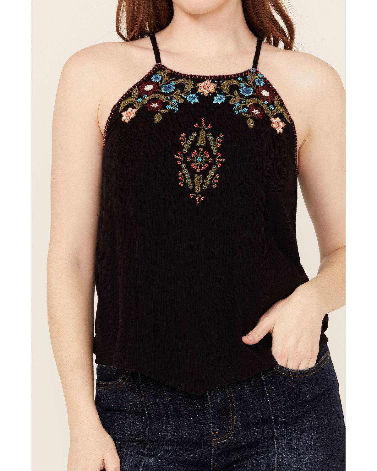 Image #3 - Idyllwind Women's Surrey Embroidered And Beaded Halter Top, Black, hi-res