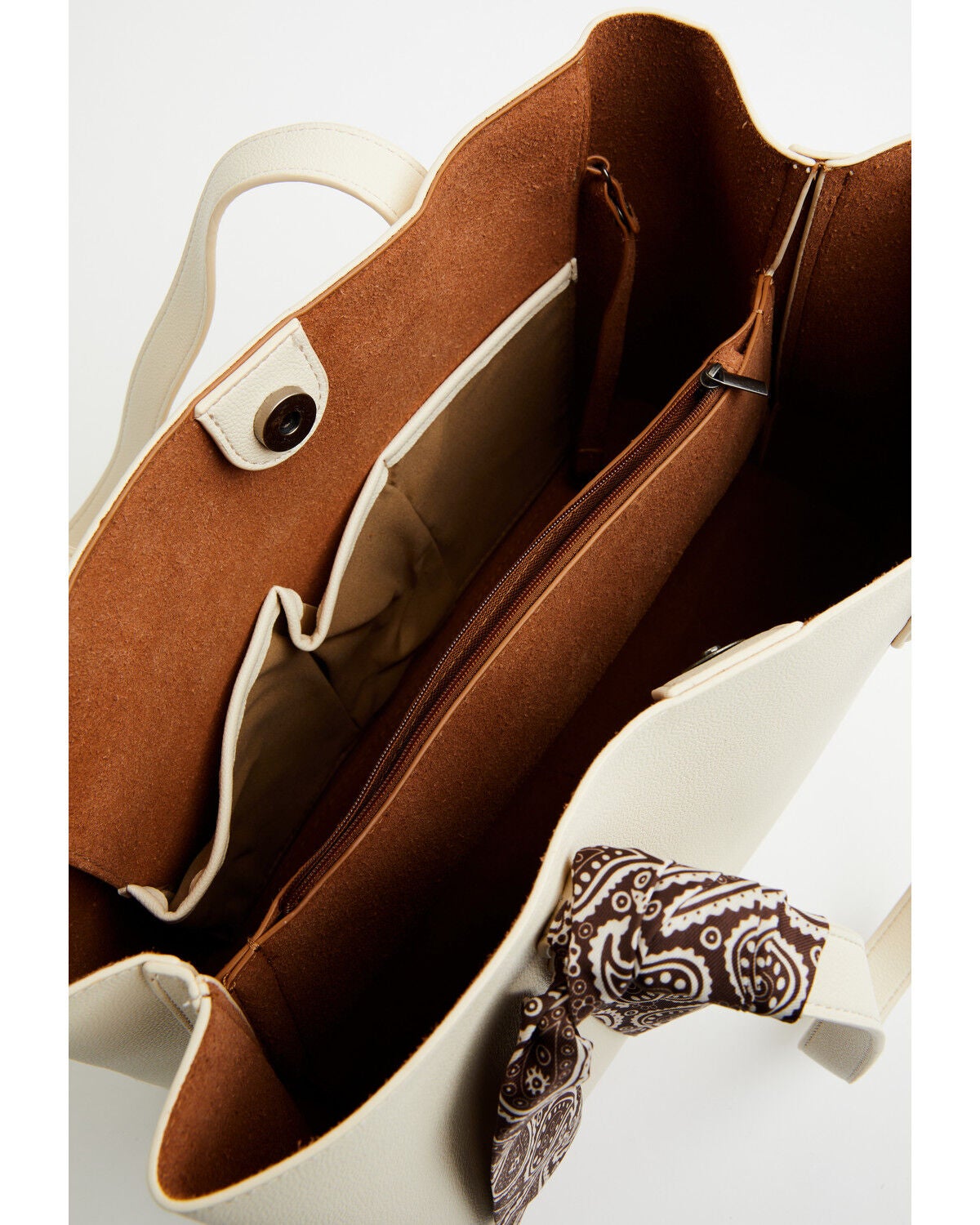 Image #3 - Justin Women's Paisley Print Scarf Tote Bag, Cream, hi-res