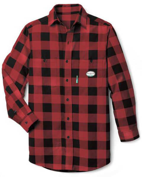 Rasco Men's FR Multi Buffalo Plaid Print Long Sleeve Button Down Work Shirt , Red, hi-res