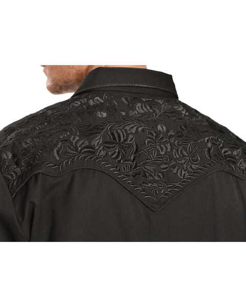 Scully Men's Black Floral Embroidered Retro Long Sleeve Western Shirt ...
