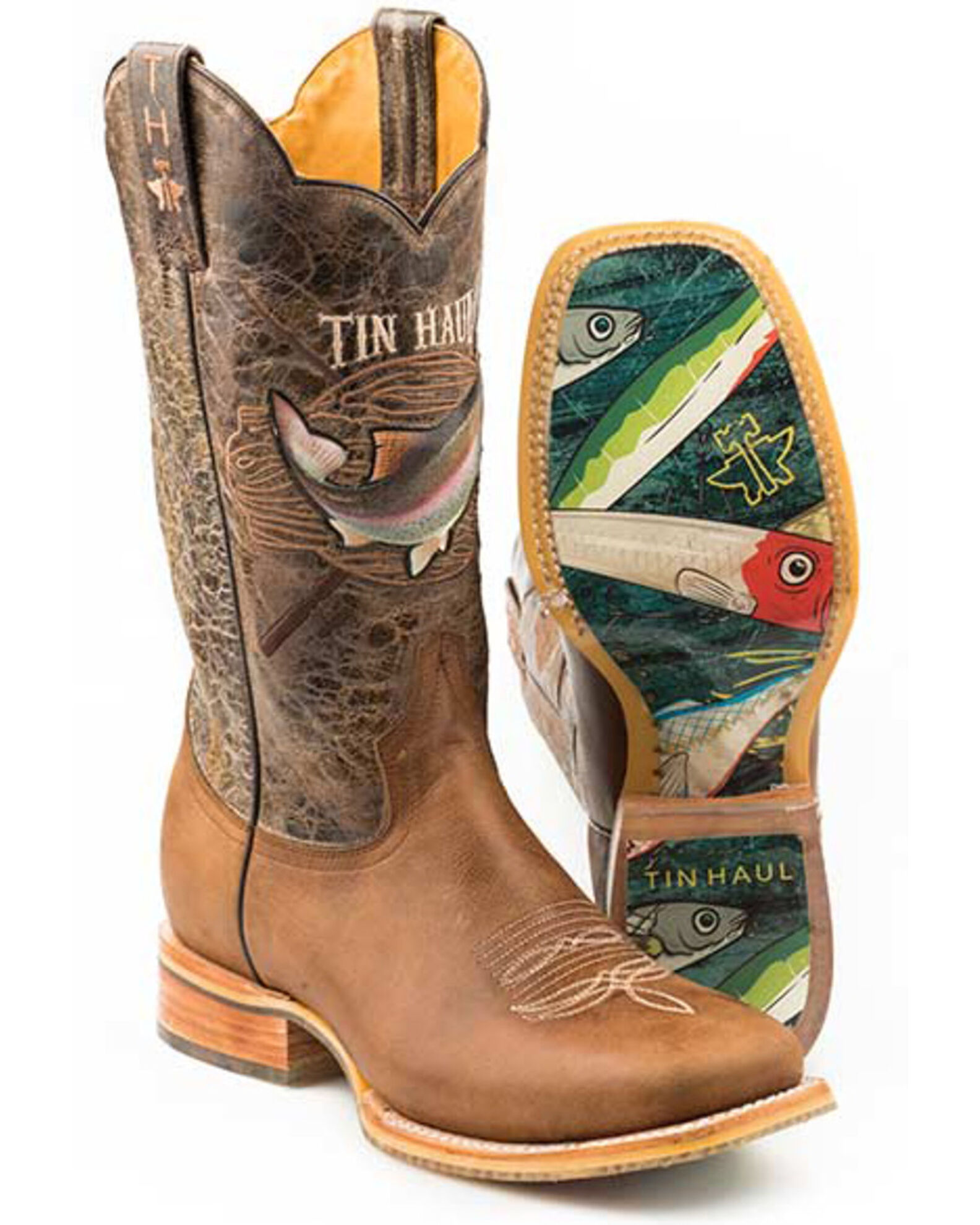 Tin Haul Men s Alpha Angler Western Boots Broad Square Toe