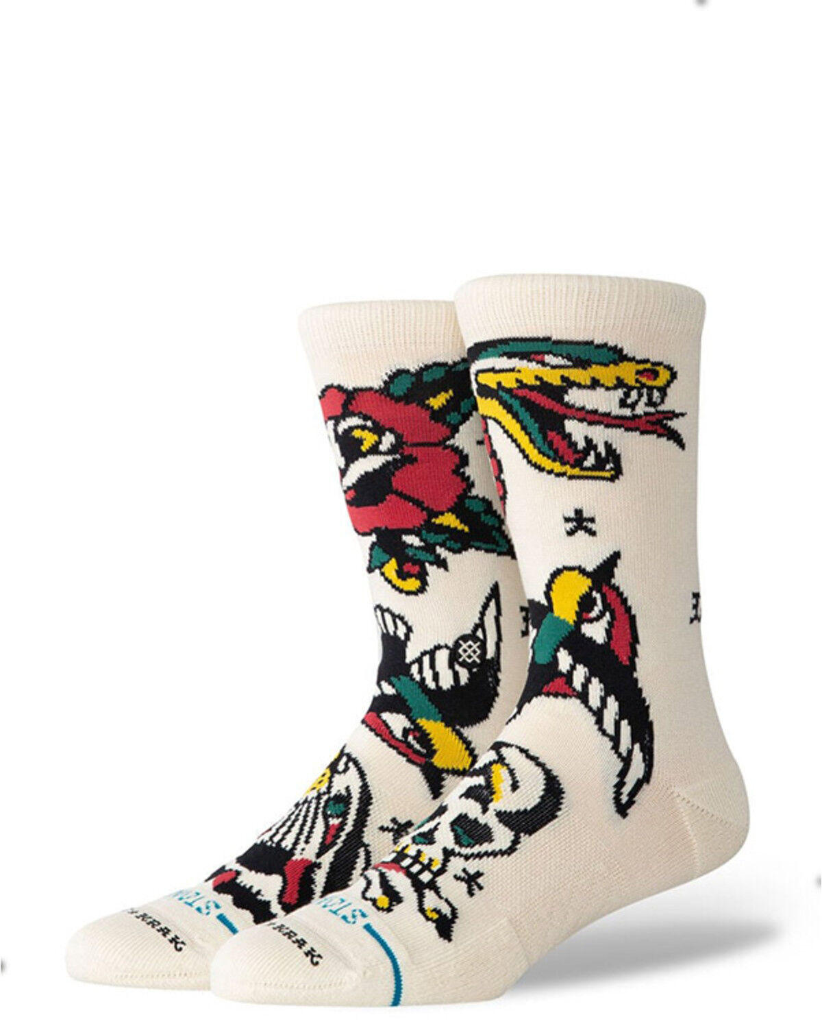 Image #1 - Stance Men's Flash Crew Socks, Cream, hi-res
