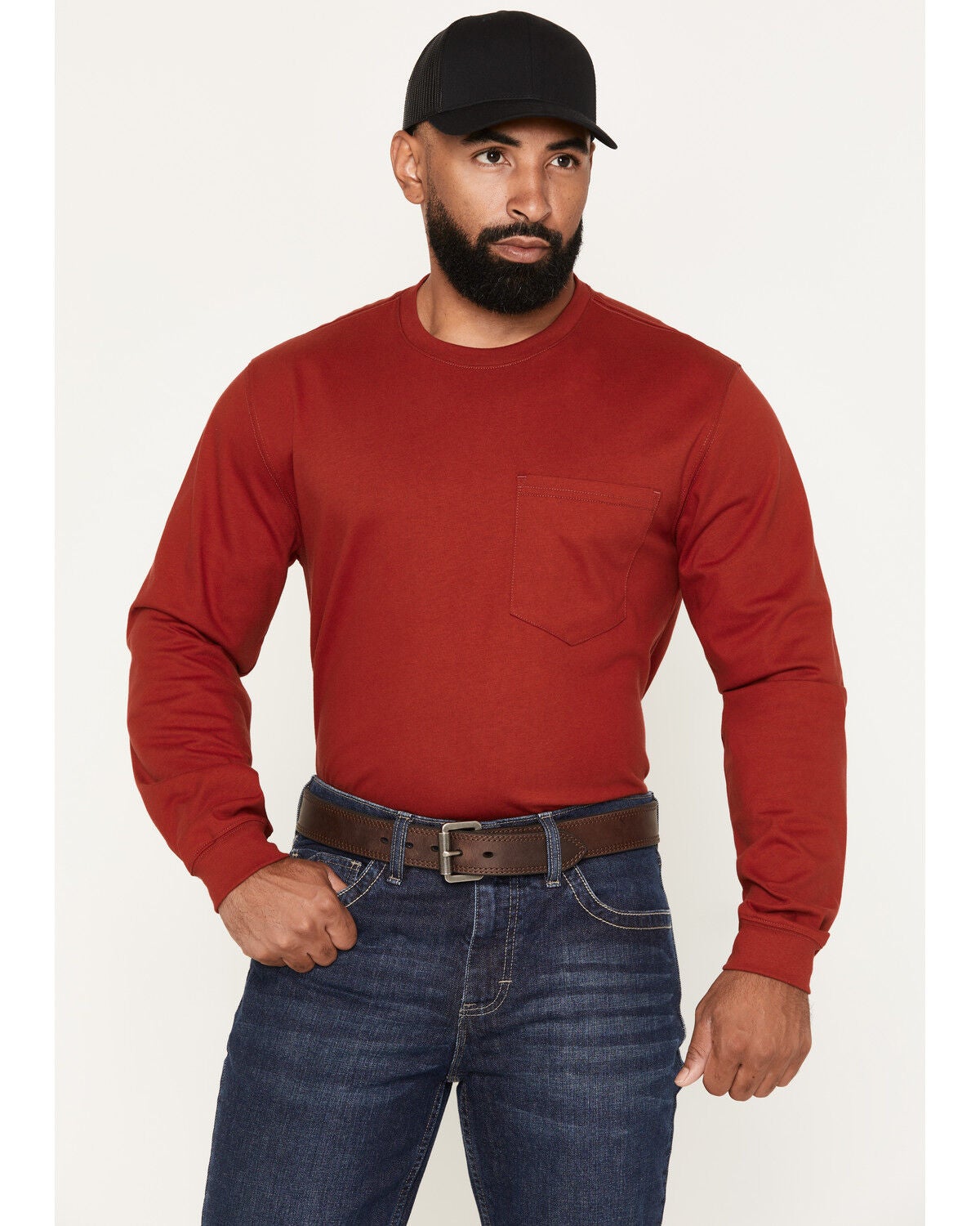 Image #2 - Cody James Men's FR Solid Flag Long Sleeve Graphic Work T-Shirt, Red, hi-res