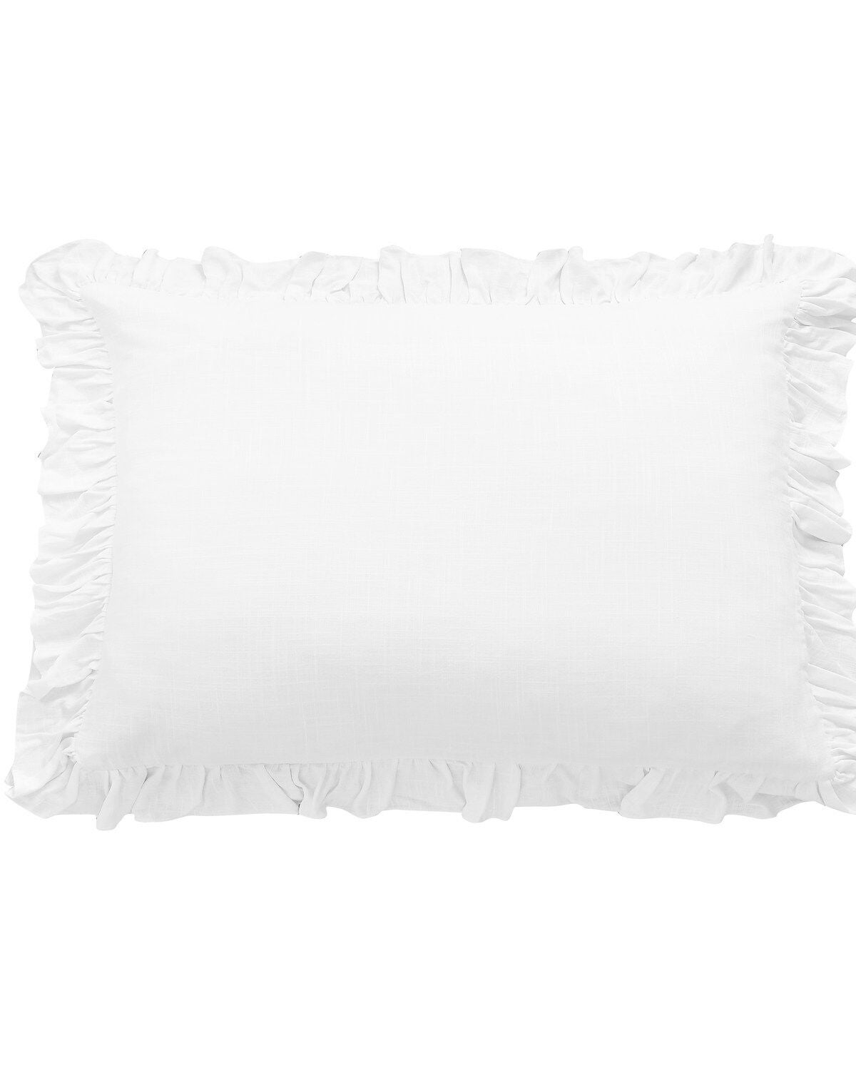 HiEnd Accents Washed Linen Ruffle Sham, White, hi-res