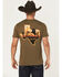 Image #1 - Wrangler Men's Boot Barn Exclusive Texas Short Sleeve Graphic T-Shirt, Green, hi-res