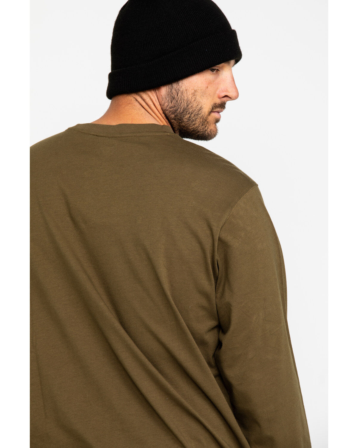 Image #2 - Hawx Men's Olive Long Sleeve Work Pocket T-Shirt - Tall, , hi-res