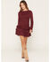 Image #1 - Cleo + Wolf Women's Drop Waist Tiered Knit Mini Dress, Wine, hi-res