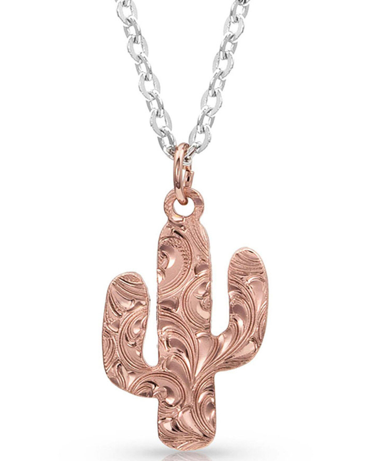 Image #1 - Montana Silversmiths Women's Desert Darling Rose Cactus Pendant Necklace, Silver, hi-res