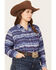 Image #2 - Ariat Women's Southwestern Oceanic Print Long Sleeve Western Pearl Snap Shirt - Plus, Blue, hi-res