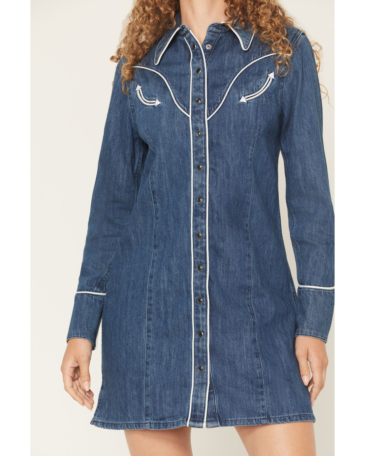 Wrangler Women's Western Long Sleeve Snap Mini Denim Dress