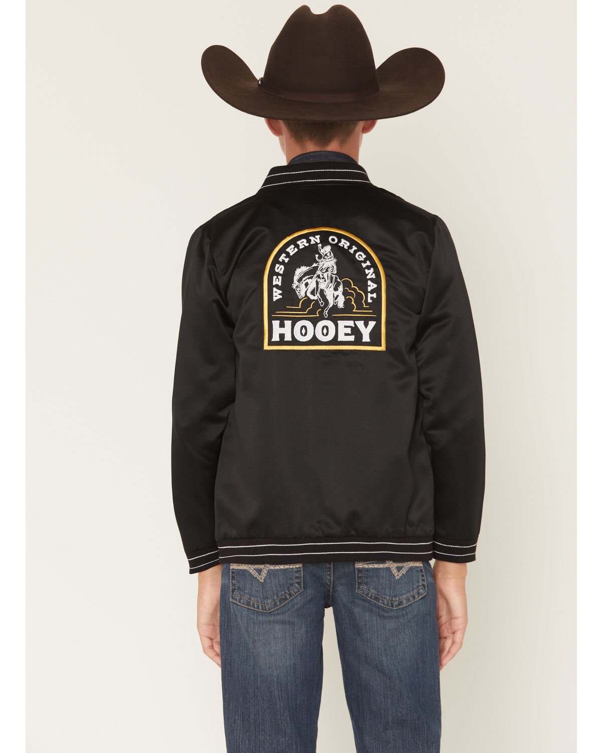 Image #1 - Hooey Boys' Big Sky Logo Bomber Jacket, Black, hi-res