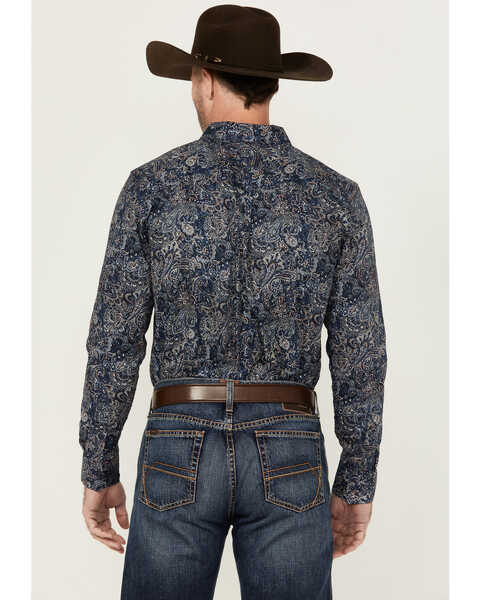 Image #4 - Cody James Men's Neverland Paisley Print Long Sleeve Button-Down Stretch Western Shirt - Big , Light Blue, hi-res