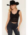 Image #1 - Shyanne Women's Solid Lace Fitted Tank Top, Black, hi-res