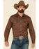 Wrangler Men's Advanced Comfort Long Sleeve Western Shirt, Brown, hi-res
