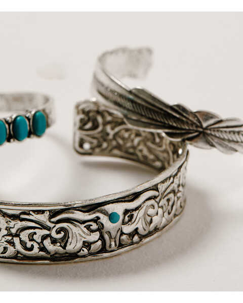 Image #3 - Shyanne Women's Wild Soul Longhorn Cuff Bracelet Set, Silver, hi-res