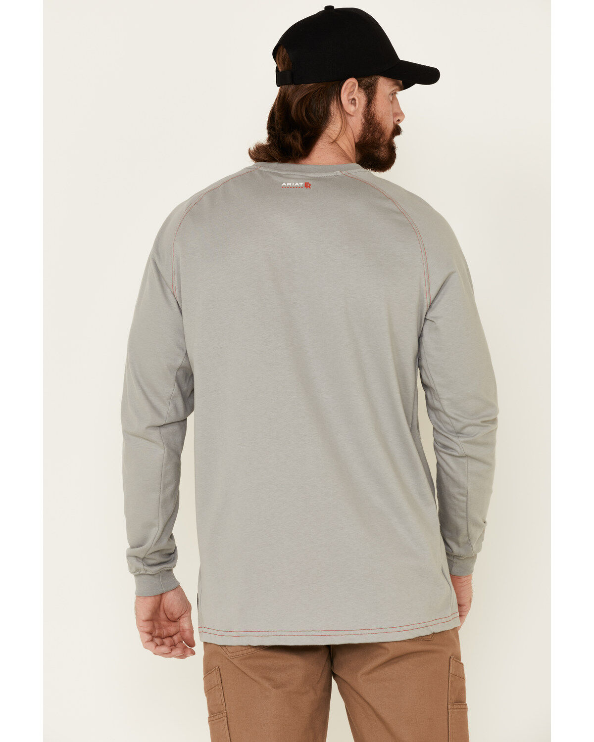 Image #5 - Ariat Men's Knit Fire Resistant Work Crew Long Sleeve, Silver, hi-res