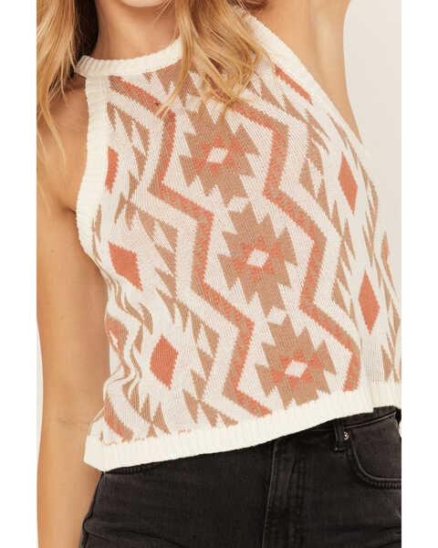 Image #3 - Very J Women's Southwestern Print Sweater Knit Tank Top, Rust Copper, hi-res