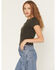 Image #2 - Originality Women's Steerhead Short Sleeve Graphic Baby Tee, Black, hi-res