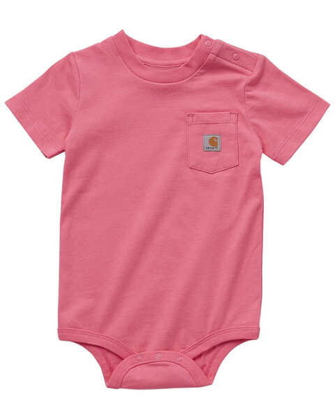 Carhartt Infant Girls' Short Sleeve Pocket Onesie , Pink, hi-res
