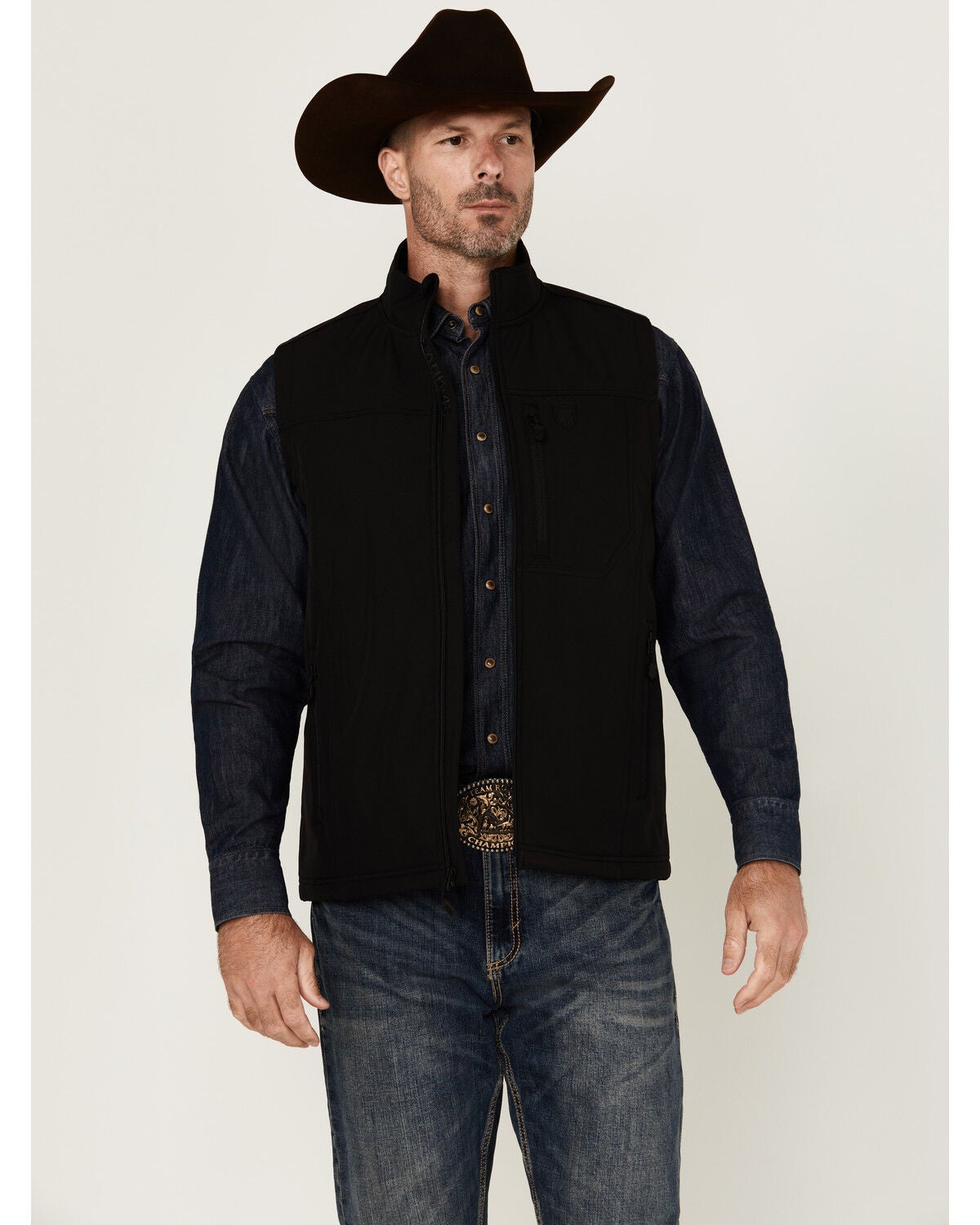 RANK 45&reg; Men's Hadwick Softshell Vest - Big, Black, hi-res