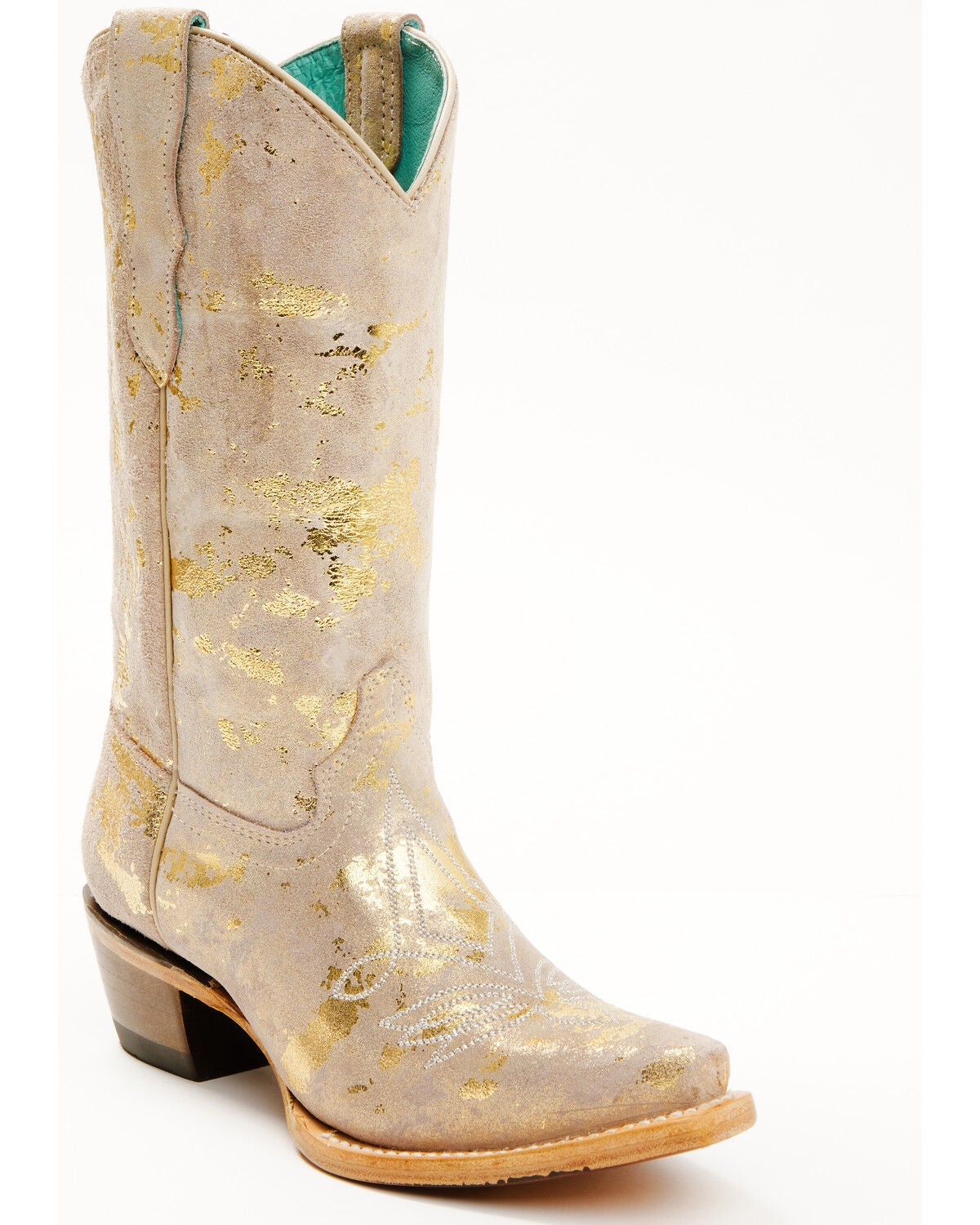 Corral Girls' Golden Touches Suede Western Boots - Snip Toe, Gold, hi-res