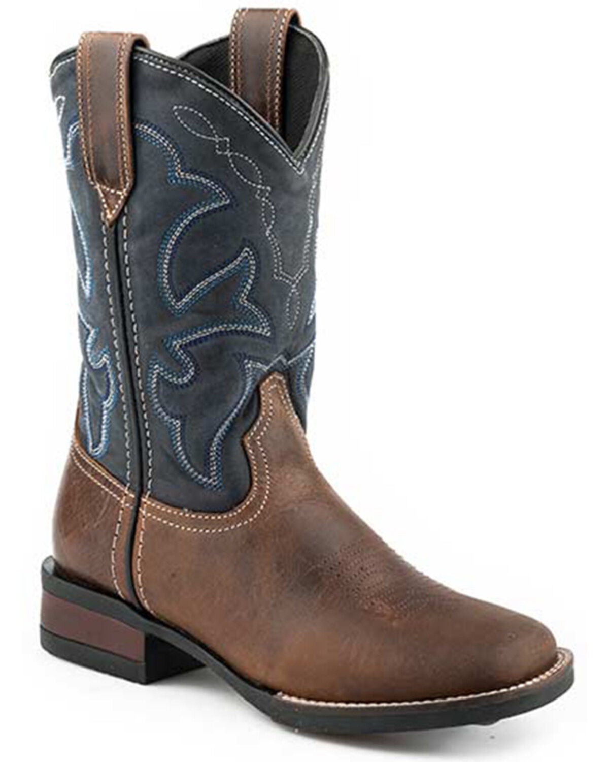 Roper Boys' Monterey Western Boots - Broad Square Toe, Brown, hi-res
