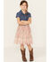 Sugar California Girls' Denim and Floral Print Skirt Dress, Ivory, hi-res