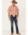 Image #2 - Ariat Men's Faris Med Plaid Short Sleeve Button Down Western Shirt , Orange, hi-res