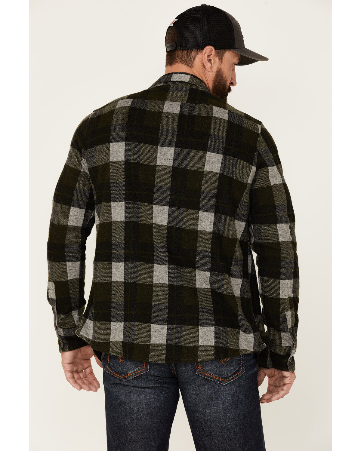 Image #4 - Flag & Anthem Men's Berks Plaid Textured Knit Long Sleeve Button-Down Western Shirt, Olive, hi-res