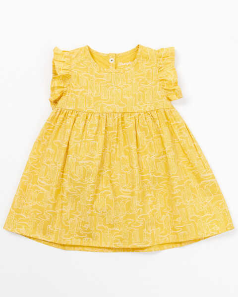 Wrangler Infant Girls' Boot Print Dress Cover Set - 2 Piece, Yellow, hi-res
